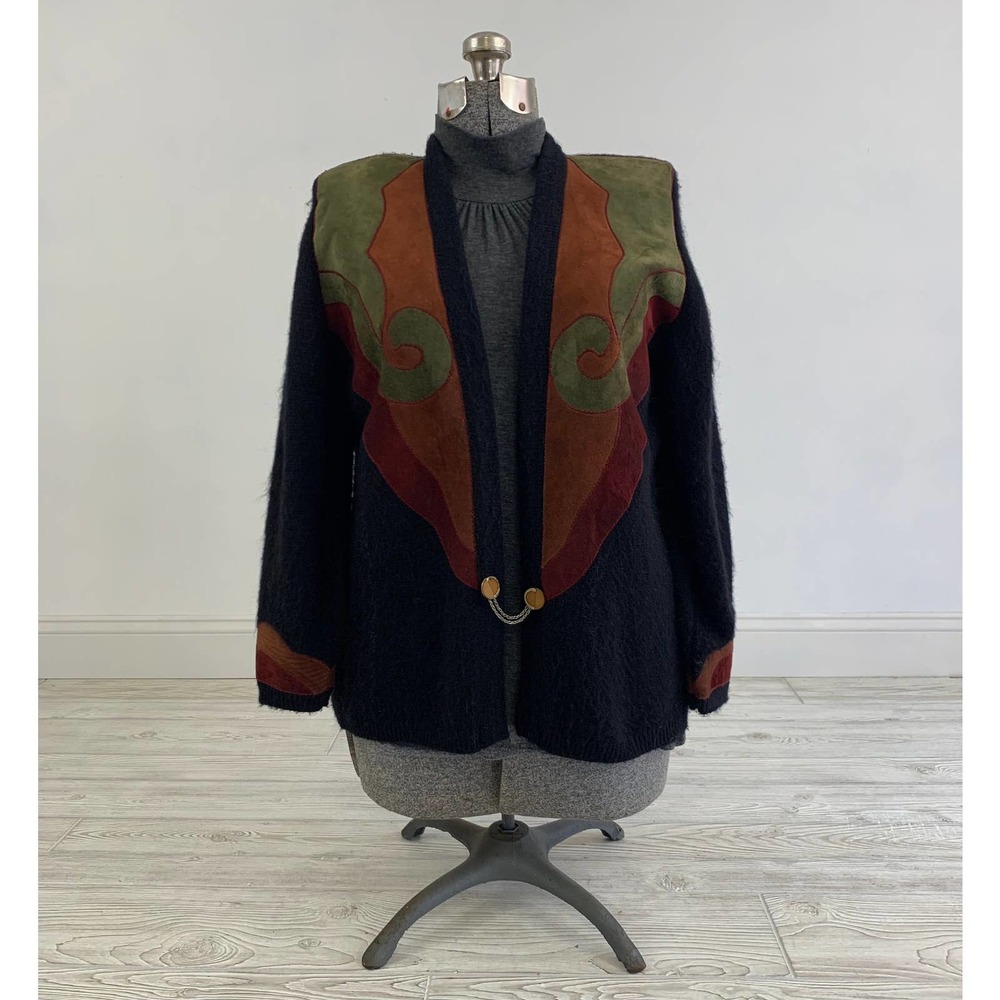 Vintage 1980s Suede and Angora Sweater